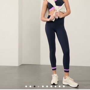 Athleta Salutation Stash Leggings with Pink Detail